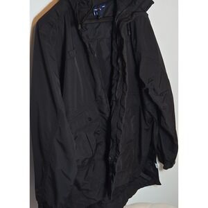 Propper Black Parka Rain Jacket 2XL Hooded Zipped Pockets Epaulet Zip Button Men